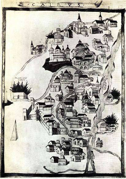 แผนที่เก่าแก่ของไคโร อียิปต์  แผนที่ในปี 1492 โดย Schedel, 